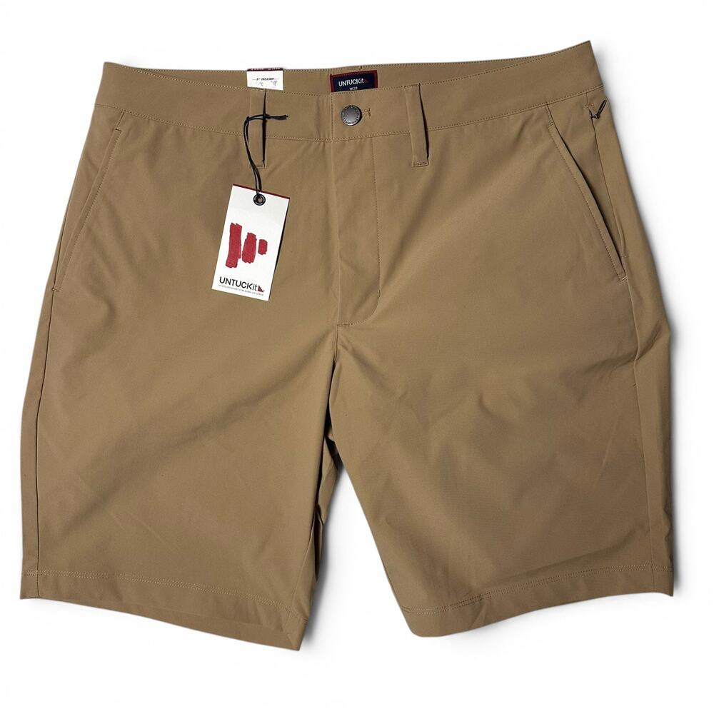 UNTUCKit Traveler Short Mens Size 32 / 9" Inseam Tan Water Repellent NWT